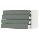 SEKTION / MAXIMERA Wall cabinet with 4 drawers, white/Nickebo matt grey-green, 36x15x20 "