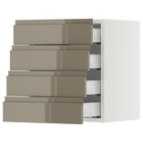 SEKTION / MAXIMERA Wall cabinet with 4 drawers, white/Voxtorp high-gloss dark grey-brown, 18x15x20 "