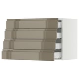 SEKTION / MAXIMERA Wall cabinet with 4 drawers, white/Voxtorp high-gloss dark grey-brown, 30x15x20 "