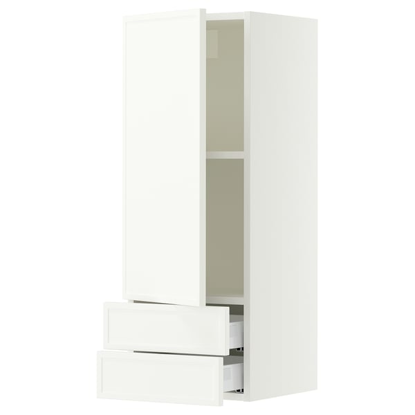 SEKTION / MAXIMERA Wall cabinet with door/2 drawers, white/Aspudden matt white, 15x15x40 "