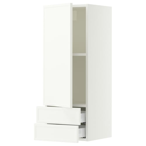 SEKTION / MAXIMERA Wall cabinet with door/2 drawers, white/Aspudden matt white, 15x15x40 "