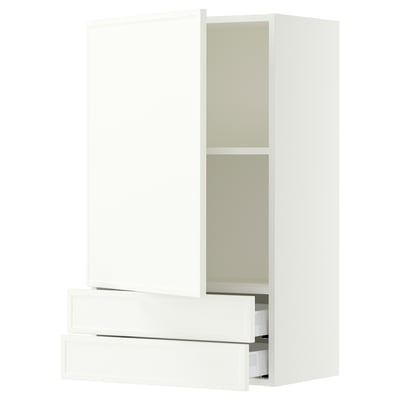 SEKTION / MAXIMERA Wall cabinet with door/2 drawers, white/Aspudden matt white, 24x15x40 "