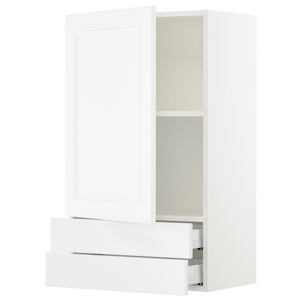 SEKTION / MAXIMERA Wall cabinet with door/2 drawers, white/Axstad matt white, 24x15x40 "
