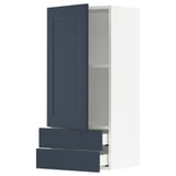 SEKTION / MAXIMERA Wall cabinet with door/2 drawers, white Axstad/matte blue, 18x15x40 "