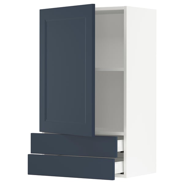 SEKTION / MAXIMERA Wall cabinet with door/2 drawers, white Axstad/matte blue, 24x15x40 "
