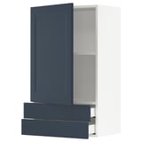 SEKTION / MAXIMERA Wall cabinet with door/2 drawers, white Axstad/matte blue, 24x15x40 "