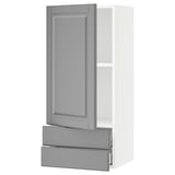 SEKTION / MAXIMERA Wall cabinet with door/2 drawers, white/Bodbyn gray, 18x15x40 "