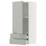 SEKTION / MAXIMERA Wall cabinet with door/2 drawers, white/Havstorp light gray, 18x15x40 "