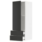 SEKTION / MAXIMERA Wall cabinet with door/2 drawers, white/Nickebo matt anthracite, 15x15x40 "