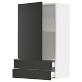 SEKTION / MAXIMERA Wall cabinet with door/2 drawers, white/Nickebo matt anthracite, 24x15x40 "