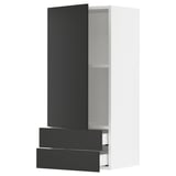 SEKTION / MAXIMERA Wall cabinet with door/2 drawers, white/Nickebo matt anthracite, 18x15x40 "