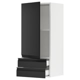 SEKTION / MAXIMERA Wall cabinet with door/2 drawers, white/Upplöv matt anthracite, 18x15x40 "