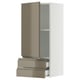 SEKTION / MAXIMERA Wall cabinet with door/2 drawers, white/Voxtorp high-gloss dark grey-brown, 18x15x40 "