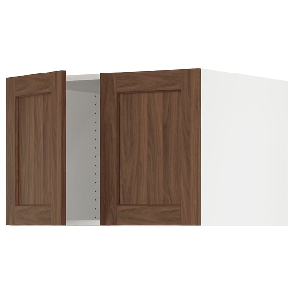 SEKTION Top cab f fridge/freezer w 2 doors, white Enköping/brown walnut effect, 30x24x20 "
