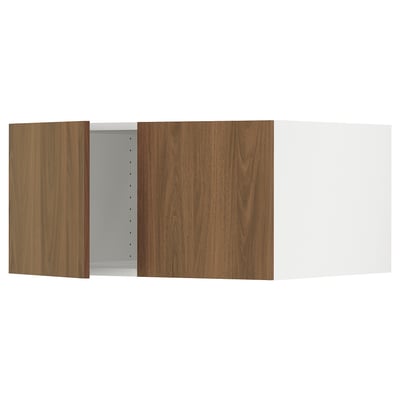 SEKTION Top cab f fridge/freezer w 2 doors, white/Tistorp brown walnut effect, 30x24x15 "