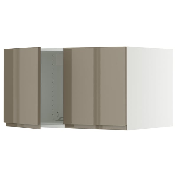 SEKTION Top cab f fridge/freezer w 2 doors, white/Voxtorp high-gloss dark grey-brown, 36x24x20 "