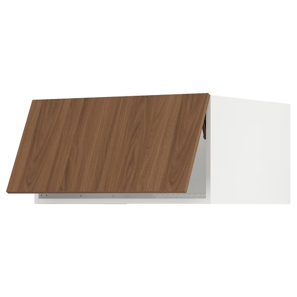 SEKTION Top cab f fridge/freezer w push-op, white/Tistorp brown walnut effect, 30x24x15 "