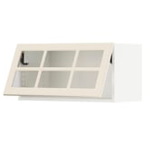 SEKTION Wall cab horiz gls door w push-open, white/Bodbyn off-white, 30x15x15 "