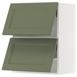 SEKTION Wall cab horizo 2 doors w push-open, white/Axstad gray-green, 24x15x30 "