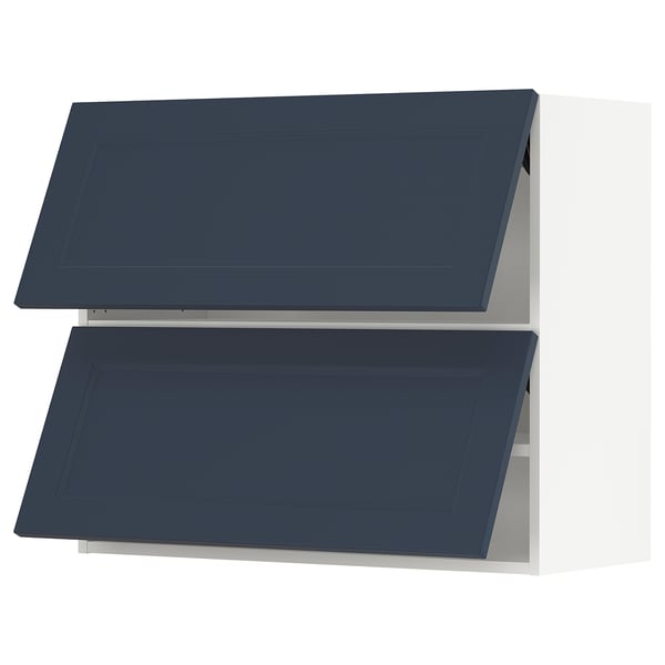 SEKTION Wall cab horizo 2 doors w push-open, white Axstad/matte blue, 36x15x30 "