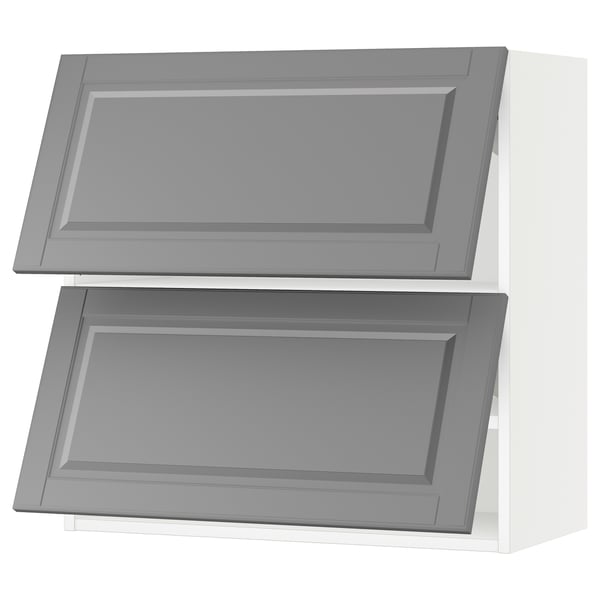 SEKTION Wall cab horizo 2 doors w push-open, white/Bodbyn gray, 30x15x30 "