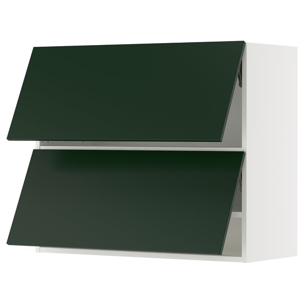 SEKTION Wall cab horizo 2 doors w push-open, white/Havstorp deep green, 36x15x30 "