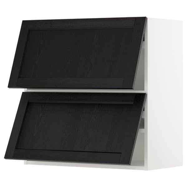 SEKTION Wall cab horizo 2 doors w push-open, white/Lerhyttan black stained, 30x15x30 "