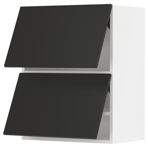 SEKTION Wall cab horizo 2 doors w push-open, white/Nickebo matt anthracite, 24x15x30 "