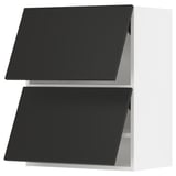 SEKTION Wall cab horizo 2 doors w push-open, white/Nickebo matt anthracite, 24x15x30 "