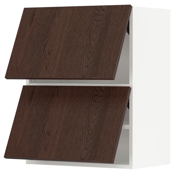 SEKTION Wall cab horizo 2 doors w push-open, white/Sinarp brown, 24x15x30 "