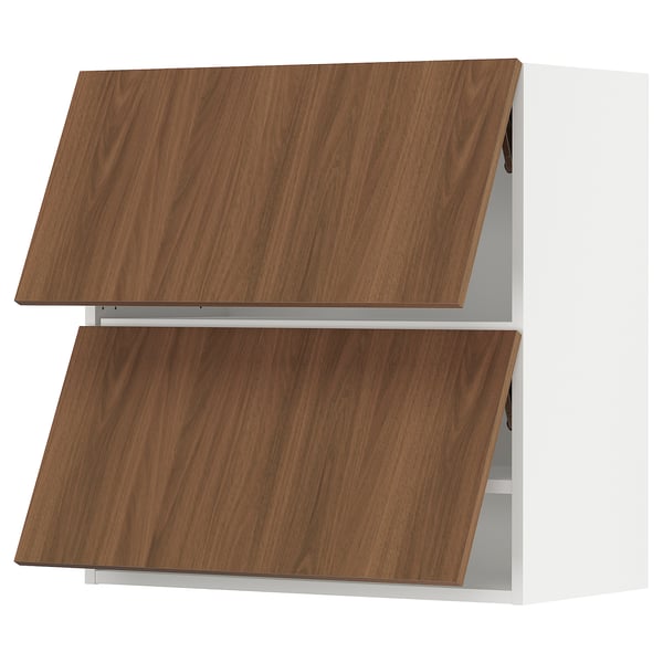 SEKTION Wall cab horizo 2 doors w push-open, white/Tistorp brown walnut effect, 30x15x30 "