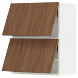 SEKTION Wall cab horizo 2 doors w push-open, white/Tistorp brown walnut effect, 24x15x30 "