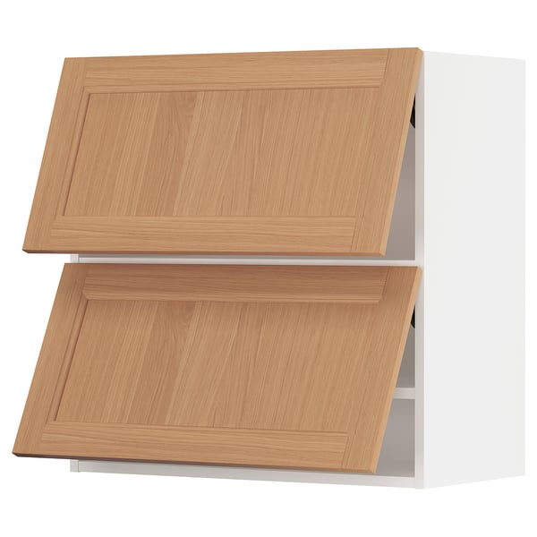 SEKTION Wall cab horizo 2 doors w push-open, white/Vedhamn oak, 30x15x30 "
