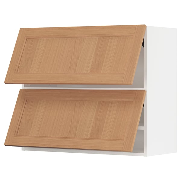 SEKTION Wall cab horizo 2 doors w push-open, white/Vedhamn oak, 36x15x30 "