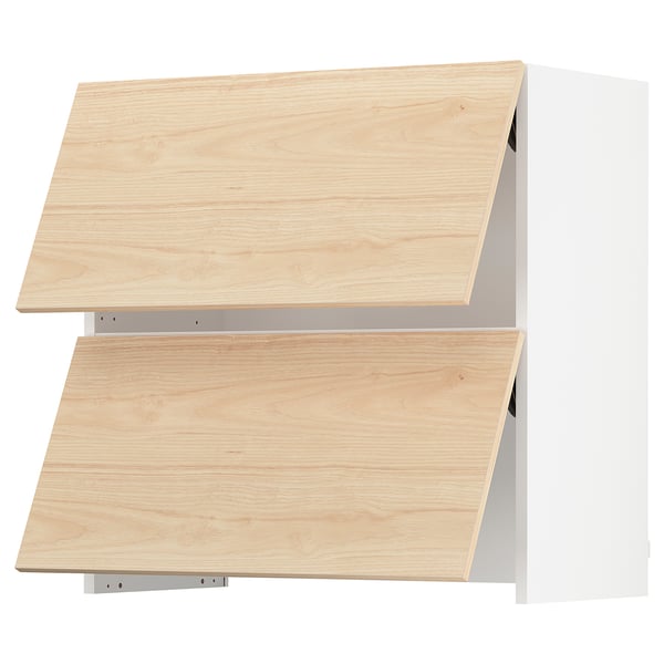 SEKTION Wall cab w bu-in extr hood w pu-op, white/Askersund light ash effect, 30x15x30 "