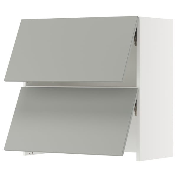 SEKTION Wall cab w bu-in extr hood w pu-op, white/Havstorp light gray, 30x15x30 "