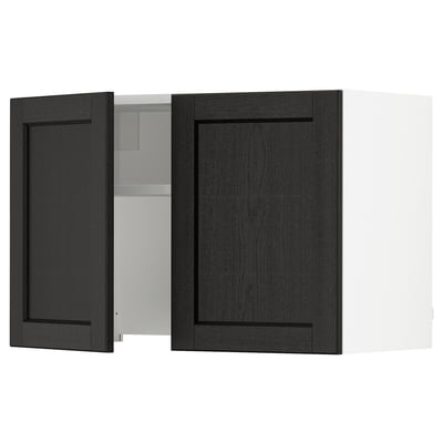 SEKTION Wall cab w built-in extractor hood, white/Lerhyttan black stained, 30x15x20 "