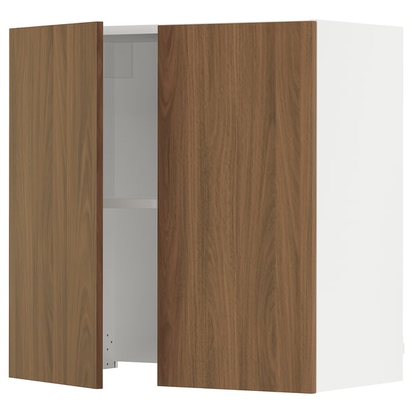 SEKTION Wall cab w built-in extractor hood, white/Tistorp brown walnut effect, 30x15x30 "