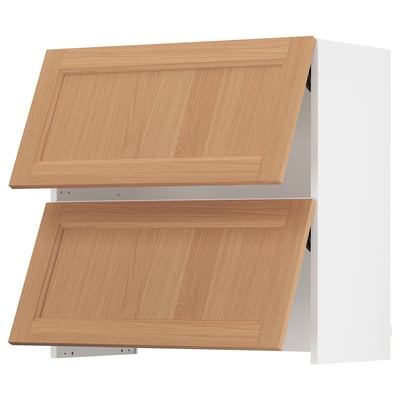 SEKTION Wall cab w built-in extractor hood, white/Vedhamn oak, 30x15x30 "