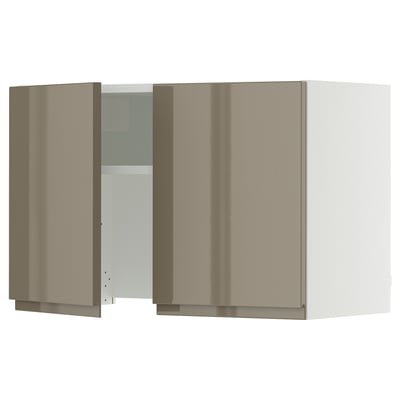 SEKTION Wall cab w built-in extractor hood, white/Voxtorp high-gloss dark grey-brown, 30x15x20 "