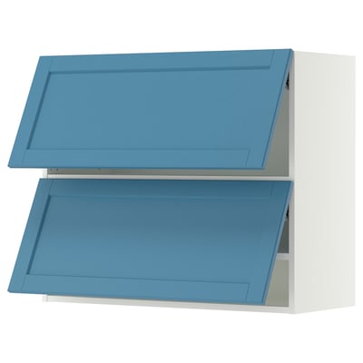 SEKTION Wall cabinet horizontal w 2 doors, white/Lerhyttan blue, 36x15x30 "