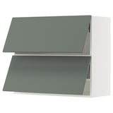 SEKTION Wall cabinet horizontal w 2 doors, white/Nickebo matt grey-green, 36x15x30 "