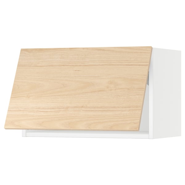 SEKTION Wall cabinet horizontal w push-open, white/Askersund light ash effect, 24x15x15 "