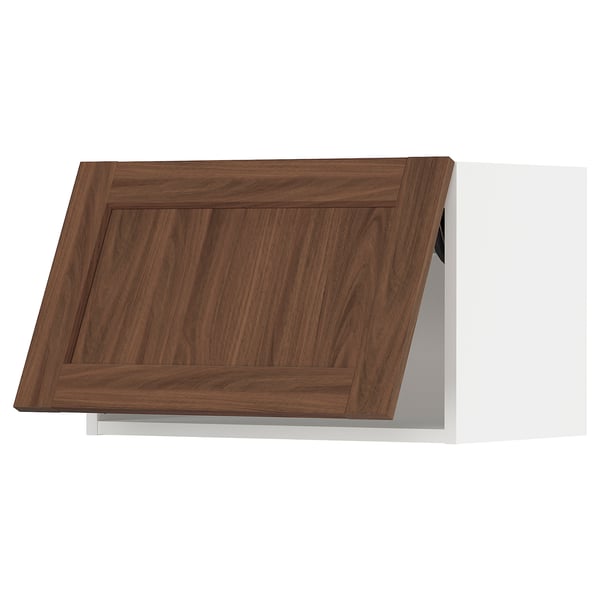 SEKTION Wall cabinet horizontal w push-open, white Enköping/brown walnut effect, 24x15x15 "
