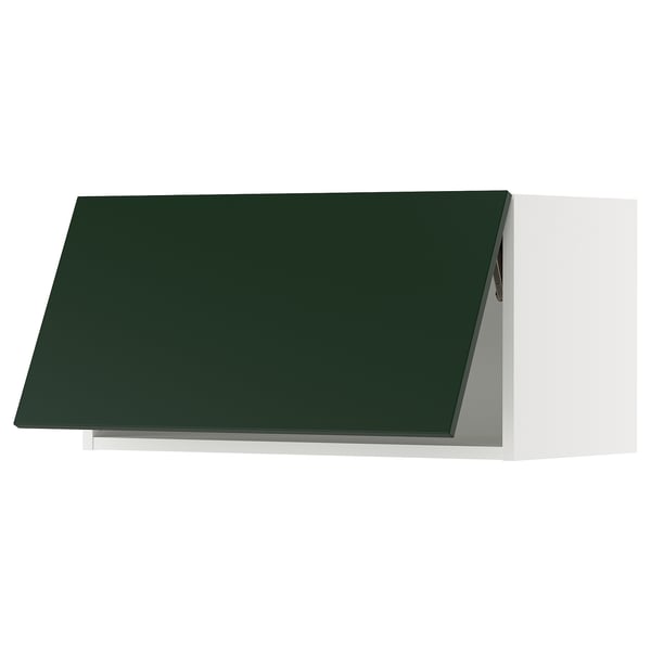 SEKTION Wall cabinet horizontal w push-open, white/Havstorp deep green, 30x15x15 "