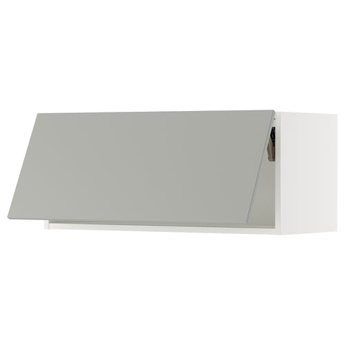 A modern light grey kitchen cabinet from the SEKTION series. It a sleek rectangular design.