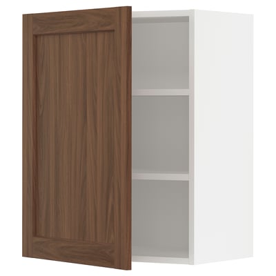SEKTION Wall cabinet, white Enköping/brown walnut effect, 24x15x30 "