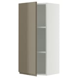 SEKTION Wall cabinet, white/Voxtorp high-gloss dark grey-brown, 18x15x40 "