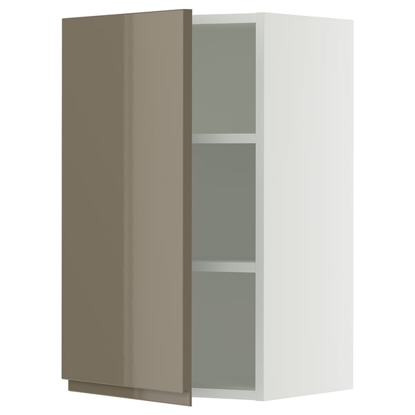 SEKTION Wall cabinet, white/Voxtorp high-gloss dark grey-brown, 18x15x30 "