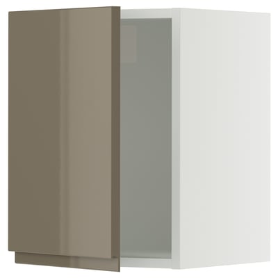 SEKTION Wall cabinet, white/Voxtorp high-gloss dark grey-brown, 15x15x20 "